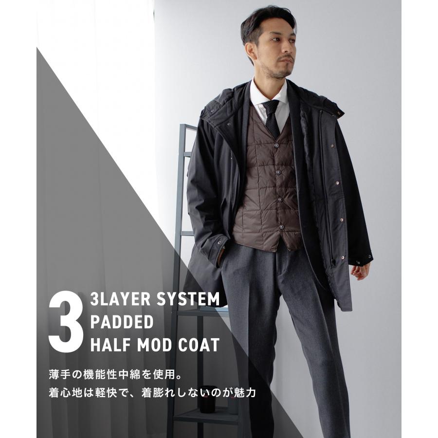 AWC ハーフコート メンズ ビジネス モッズコート 中綿 撥水 防風 AWC ハーフコート メンズ ビジネス モッズコート 中綿 撥水 防風