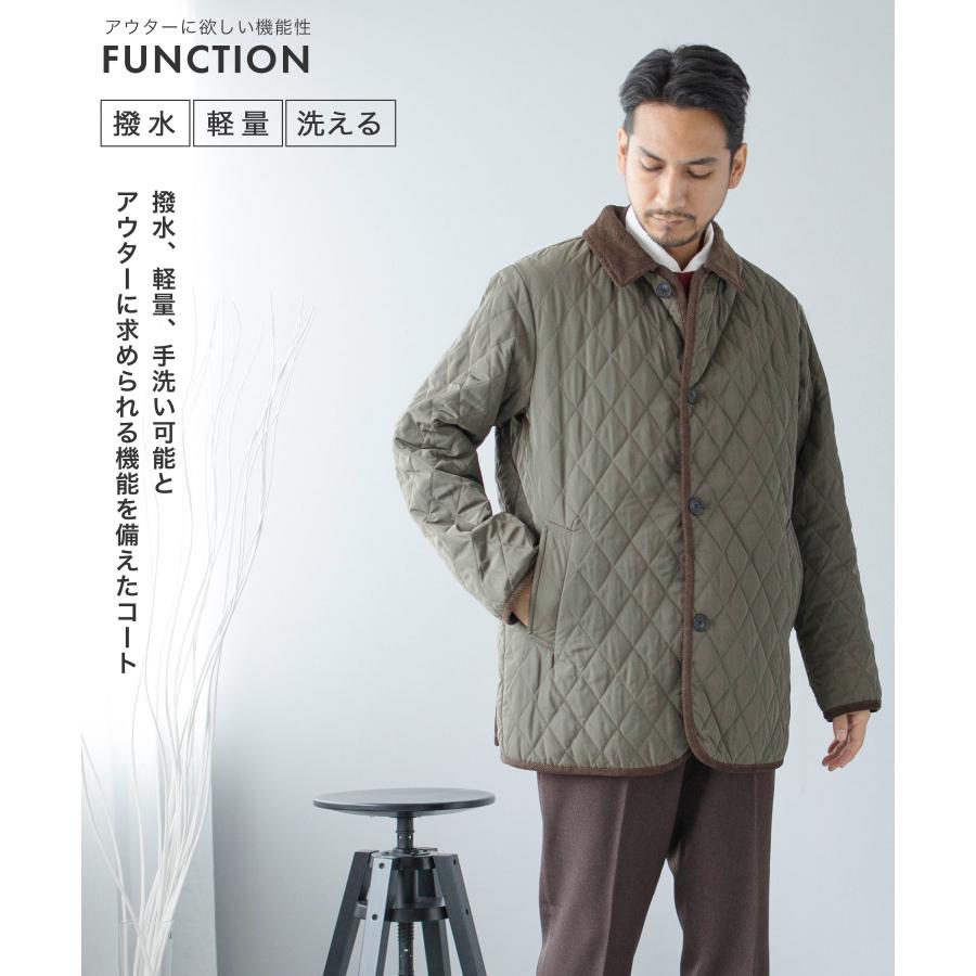 AWC ハーフコート メンズ ビジネス キルティングコート 中綿 撥水