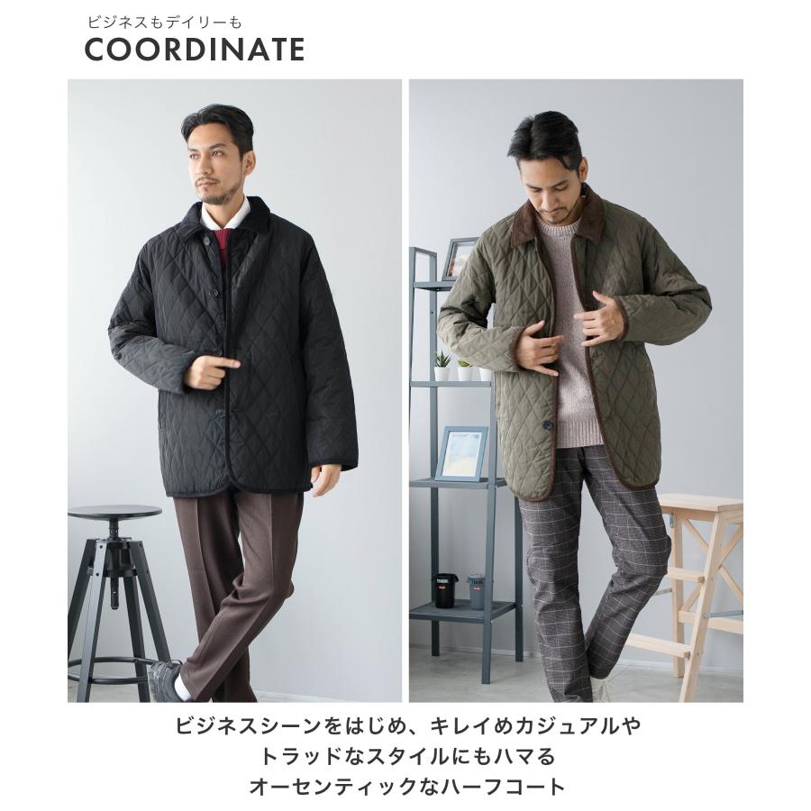AWC ハーフコート メンズ ビジネス キルティングコート 中綿 撥