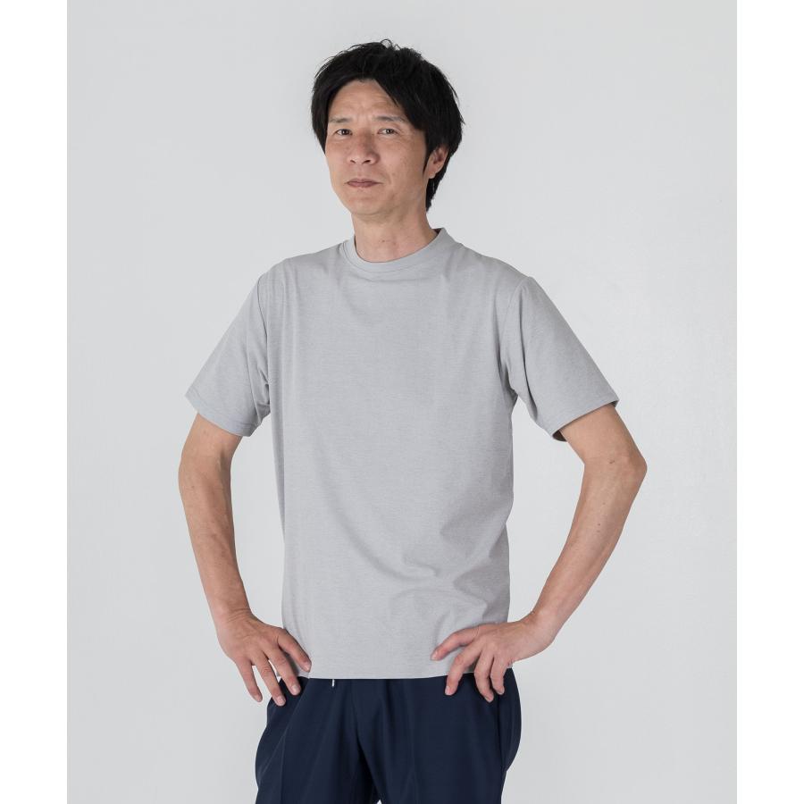 Tシャツ メンズ 半袖 ジャケT クルーネック 吸水速乾 接触冷感 メッシュ ジャケット専用 セットアップ 白 紺 グレー AWC 30代 40代｜blue-frost｜14