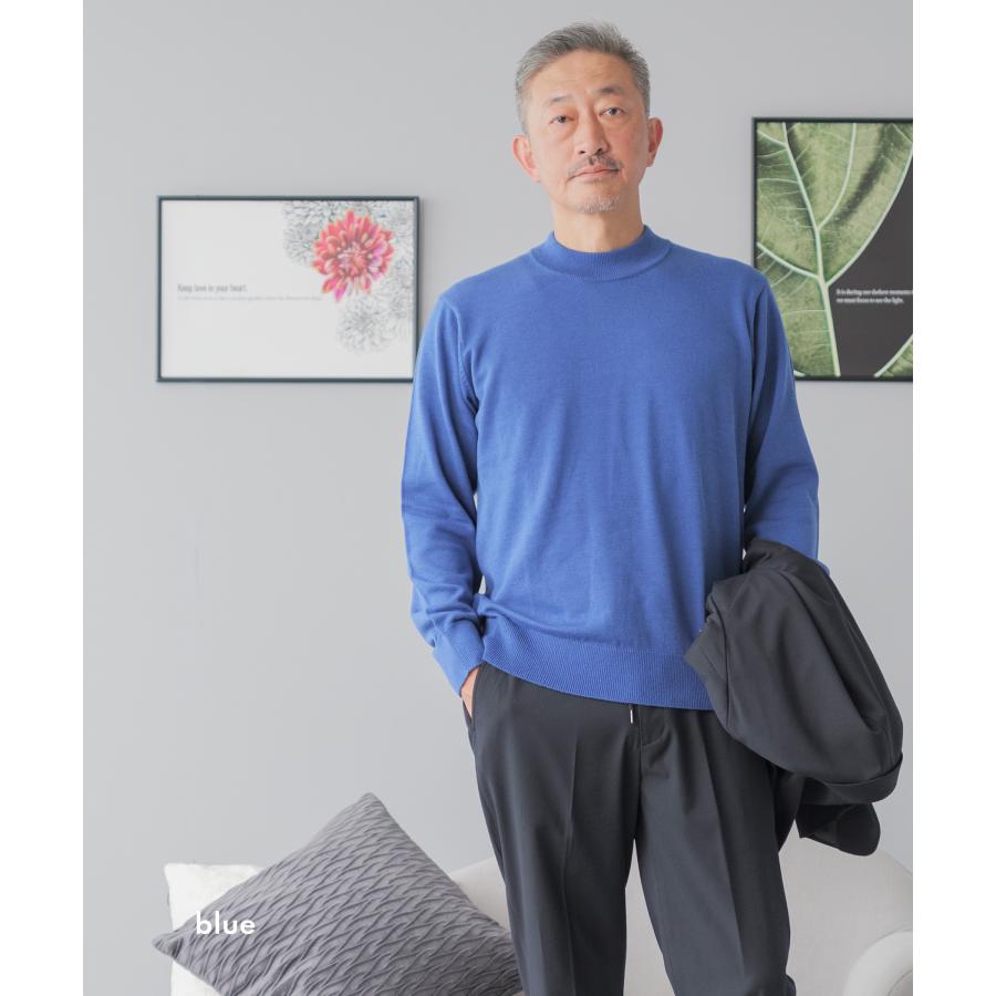 AWC ニット メンズ セーター ビジネス 洗える モックネック ブランド 