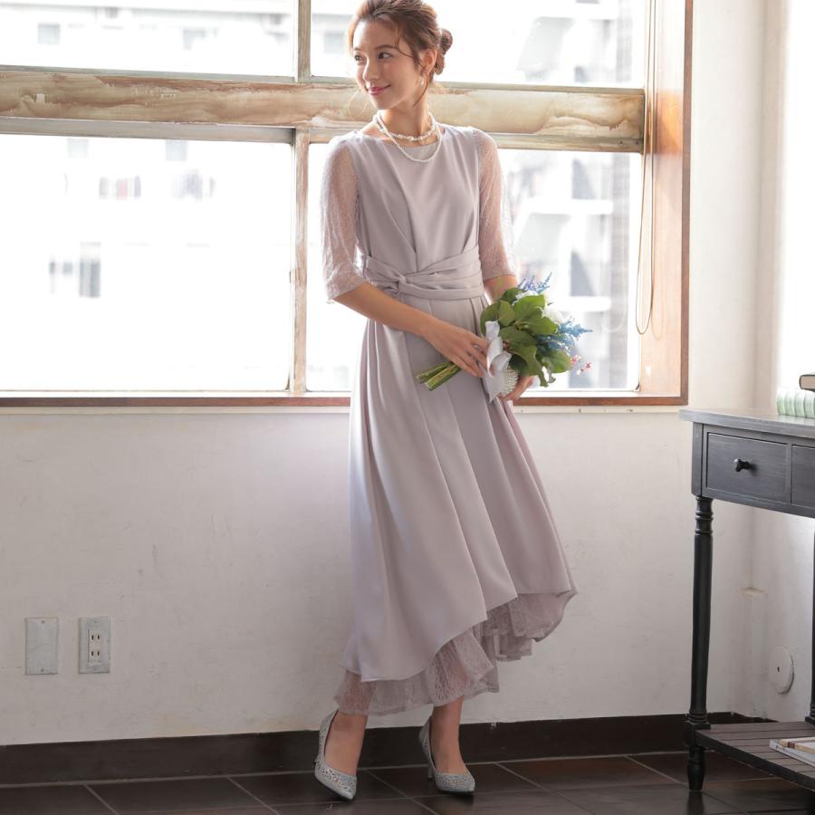 パーティードレス 結婚式 服装 20代 女性 お呼ばれドレス ワンピース ドレス 30代 袖あり 即日配送 秋 春 夏 体型カバー ロングドレスの画像