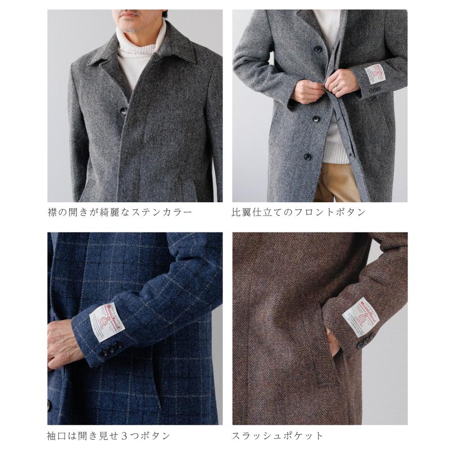 HARRIS TWEED ハリスツイード コート メンズ ステンカラー HARRIS TWEED ハリスツイード コート メンズ ステンカラー