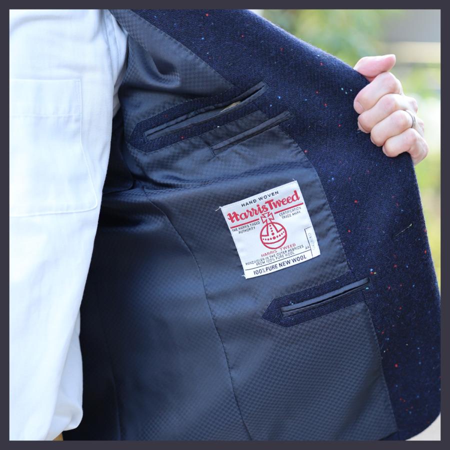ハリスツイード　テーラードジャケット　ブルー HARRIS TWEED ジャケット テーラード ブレザー ハリスツイード