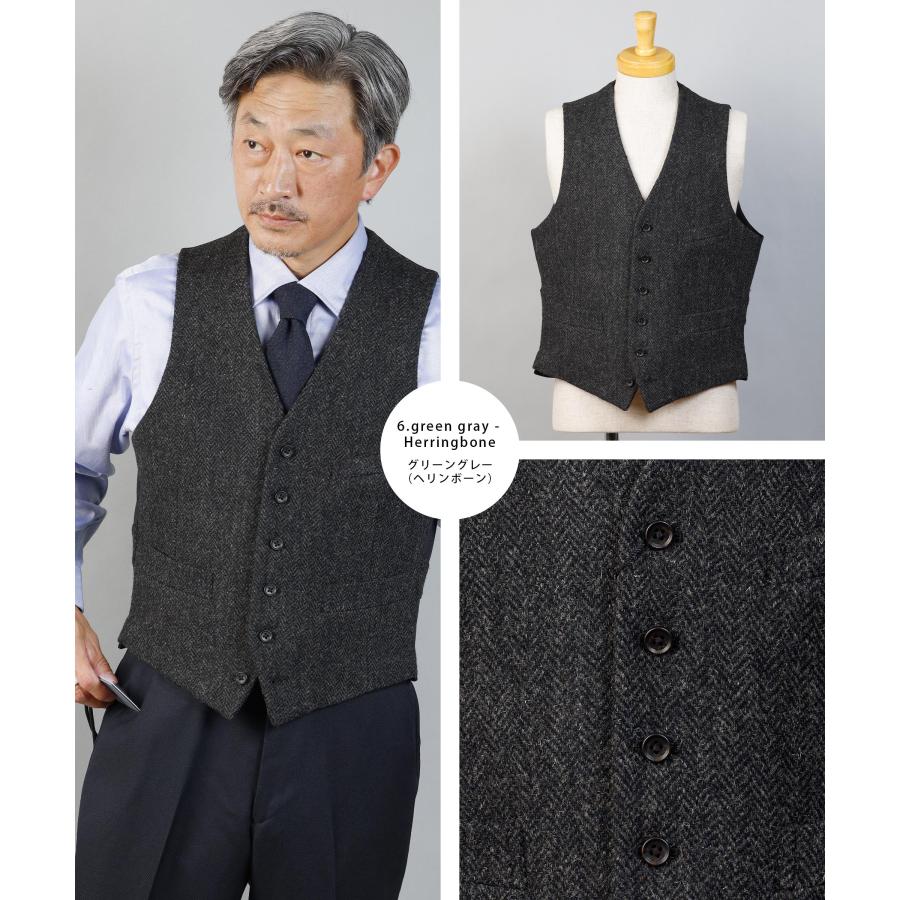 ハリスツイード ベスト HarrisTweed 秋冬 ウール 毛 100% ビジネス ハリス ツイード インナー カジュアル ジレ オッドベスト S/M/L/LL/3L｜blue-frost｜15