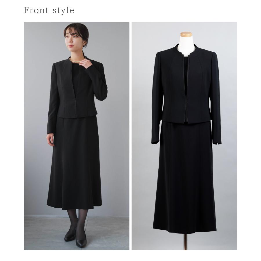 喪服 レディース ロング丈 ブラックフォーマル 礼服 前開き 洗える 正礼装 大きいサイズ 50代 40代 60代 喪主 親族 お葬式 卒業式 トールサイズ 細見え 着痩せの画像