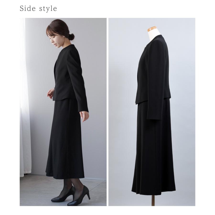 喪服 レディース ロング丈 ブラックフォーマル 礼服 前開き 洗える 正礼装 大きいサイズ 50代 40代 60代 喪主 親族 お葬式 卒業式 トールサイズ 細見え 着痩せの画像