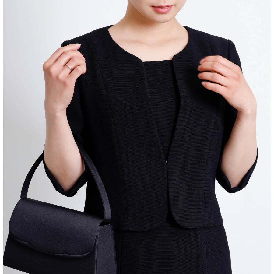 喪服 レディース 50代 ブラックフォーマル 礼服 オールシーズン ミセス アンサンブル ワンピース 前開きファスナー 40代 60代 葬儀 葬式 お通夜の画像