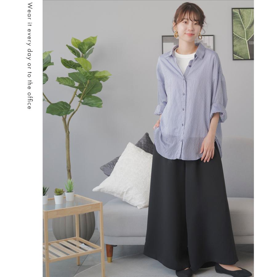 礼服 レディース パンツスーツ 喪服 ロング ワイドパンツ ブラックフォーマル 洗える ウォッシャブル ストレッチ ブラウス ２点セット 葬儀 20代 30代 40代の画像