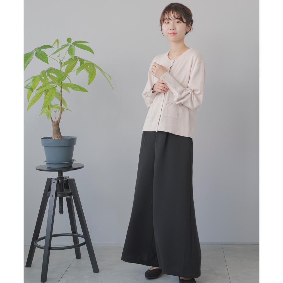 礼服 レディース パンツスーツ 喪服 ロング ワイドパンツ ブラックフォーマル 洗える ウォッシャブル ストレッチ ブラウス ２点セット 葬儀 20代 30代 40代の画像