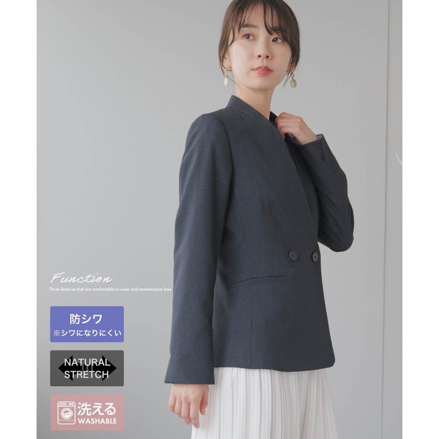 ジャケット レディース ノーカラー ビジネス オフィスカジュアル 立ち