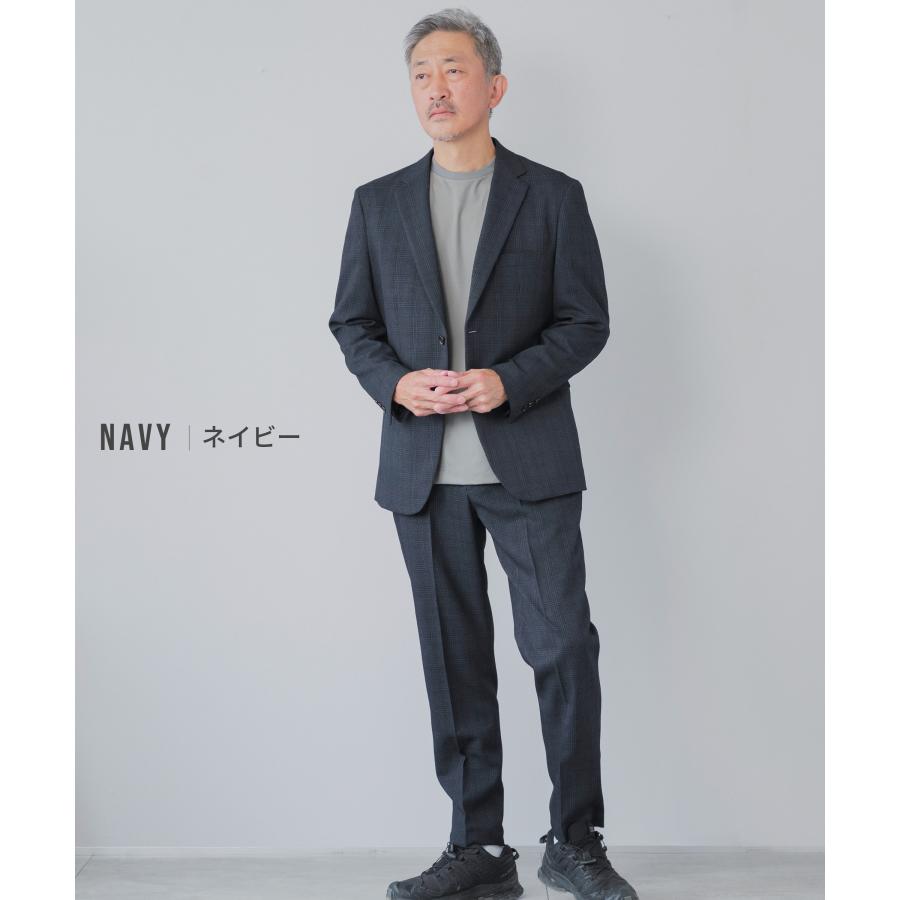 AWC セットアップ メンズ スーツ ブランド 洗える グレンチェック 防