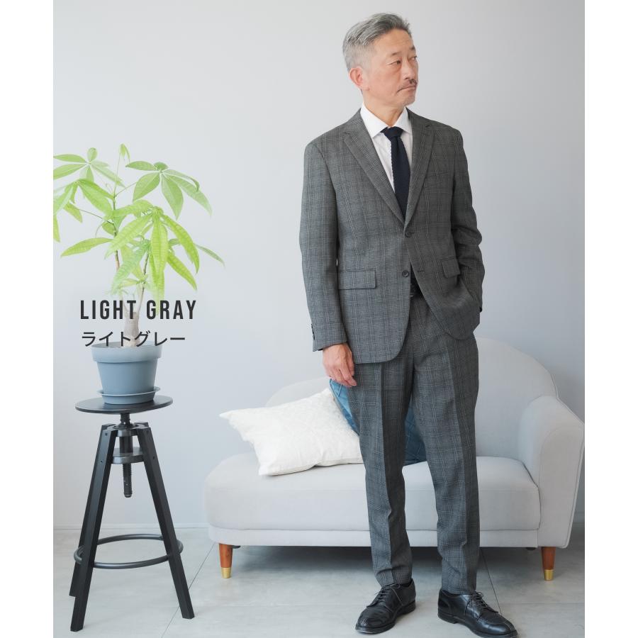 AWC セットアップ メンズ スーツ ブランド 洗える グレンチェック 防