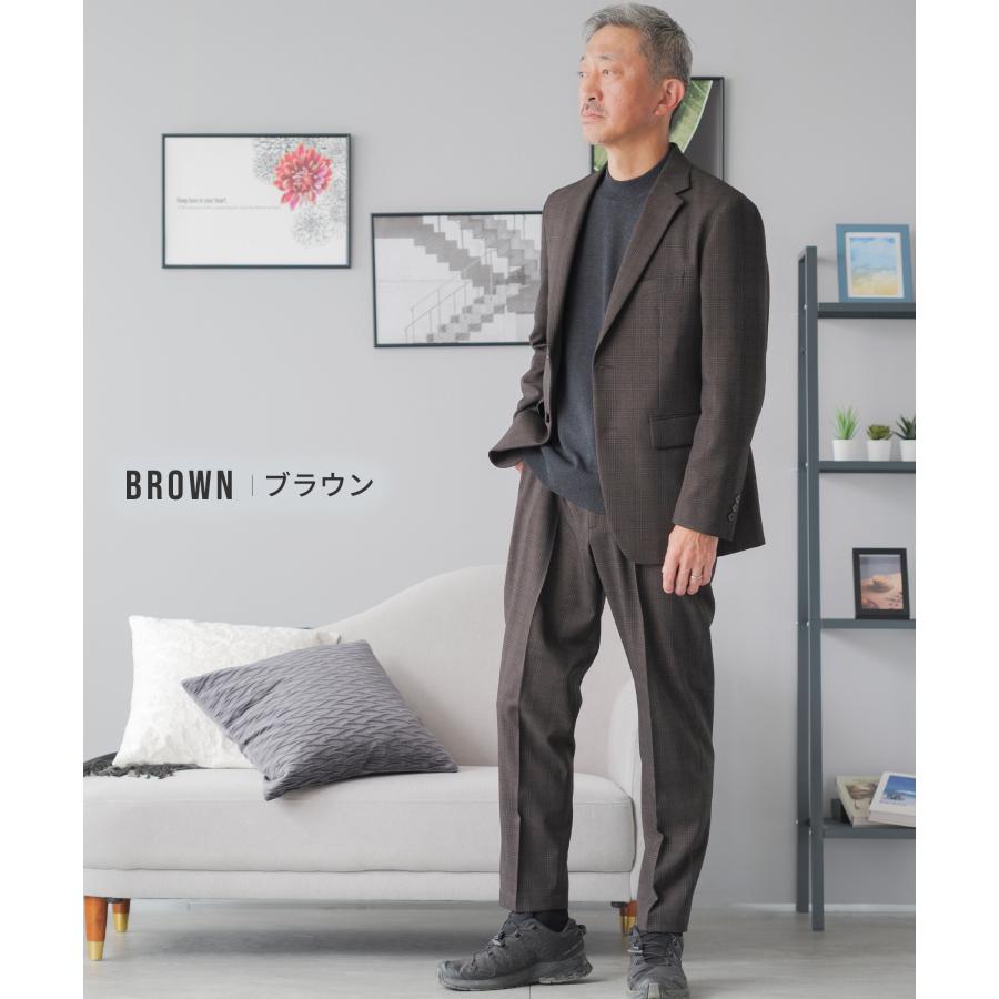 AWC セットアップ メンズ スーツ ブランド 洗える グレンチェック 防