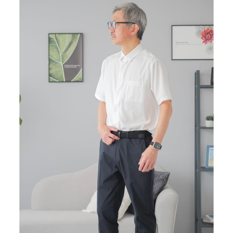 AOURE ホワイト デニムスラックス M ストレッチ テーパード 春夏 美脚 AWC スラックス メンズ 春夏 チノパン テーパード ストレッチ 洗える