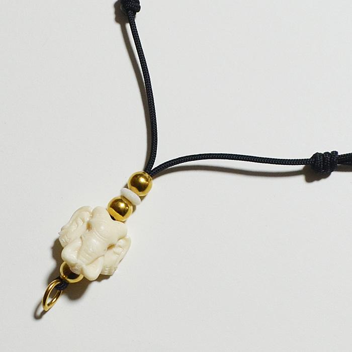 プラクルアン用紐 黒 ひも 象 チャーム お守り タイ ペンダント