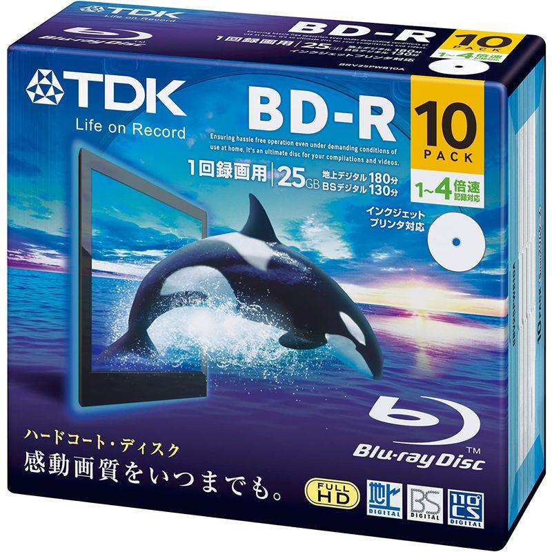 TDK 録画用ブルーレイディスク BD-R 25GB 1-4倍速 ホワイトワイドプリンタブル 10枚 5mmスリムケース BRV25PWB1