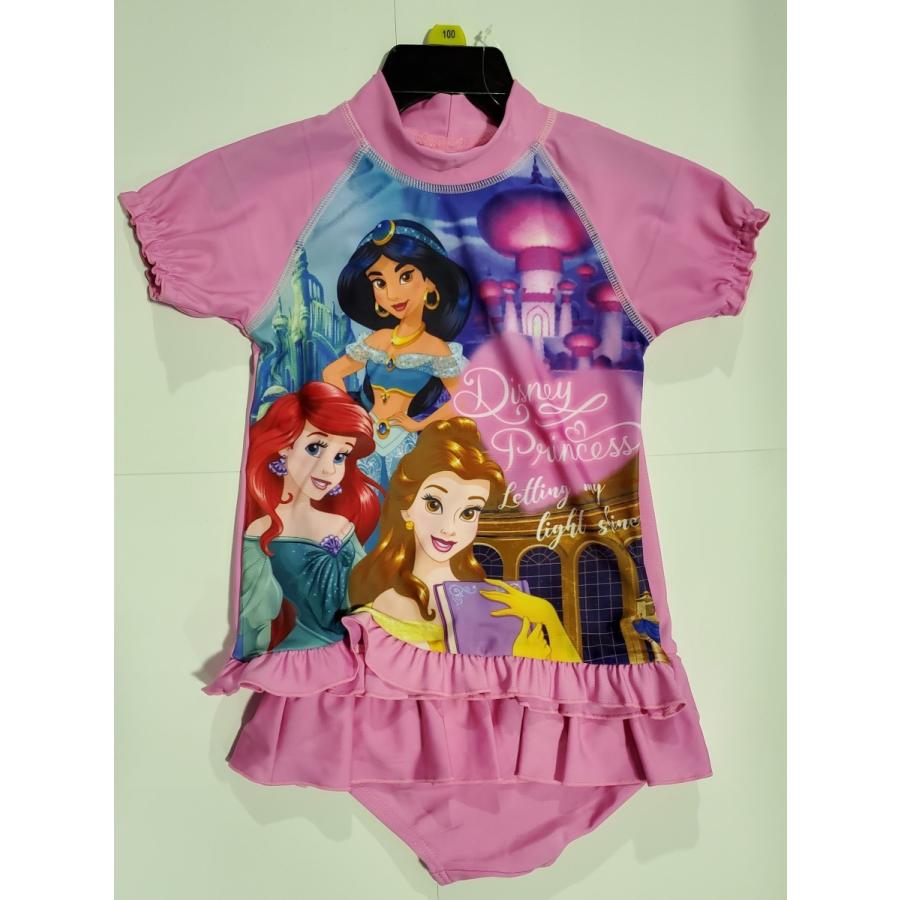 送料無料 Disney ディズニー 水着 プリンセス 100 上下セット ラッシュガード 海水浴 プール 女の子 子供用 ガールズ セット 水泳 女児 日本製