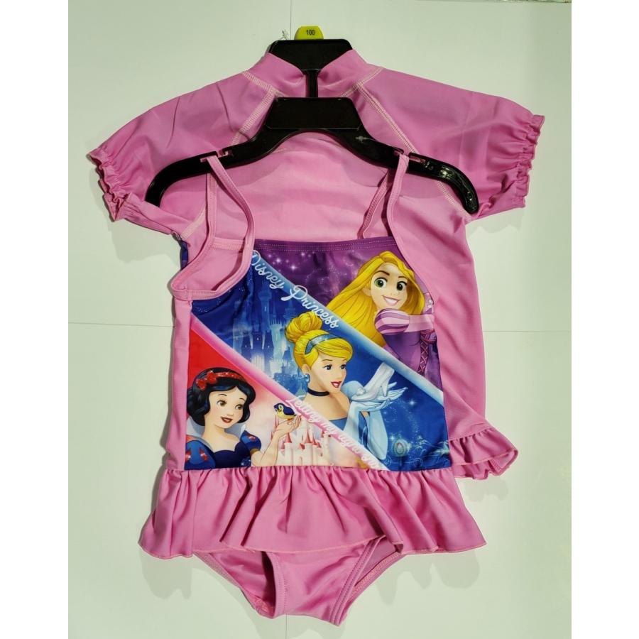 送料無料 Disney ディズニー 水着 プリンセス 100 上下セット ラッシュガード 海水浴 プール 女の子 子供用 ガールズ セット 水泳 女児 日本製