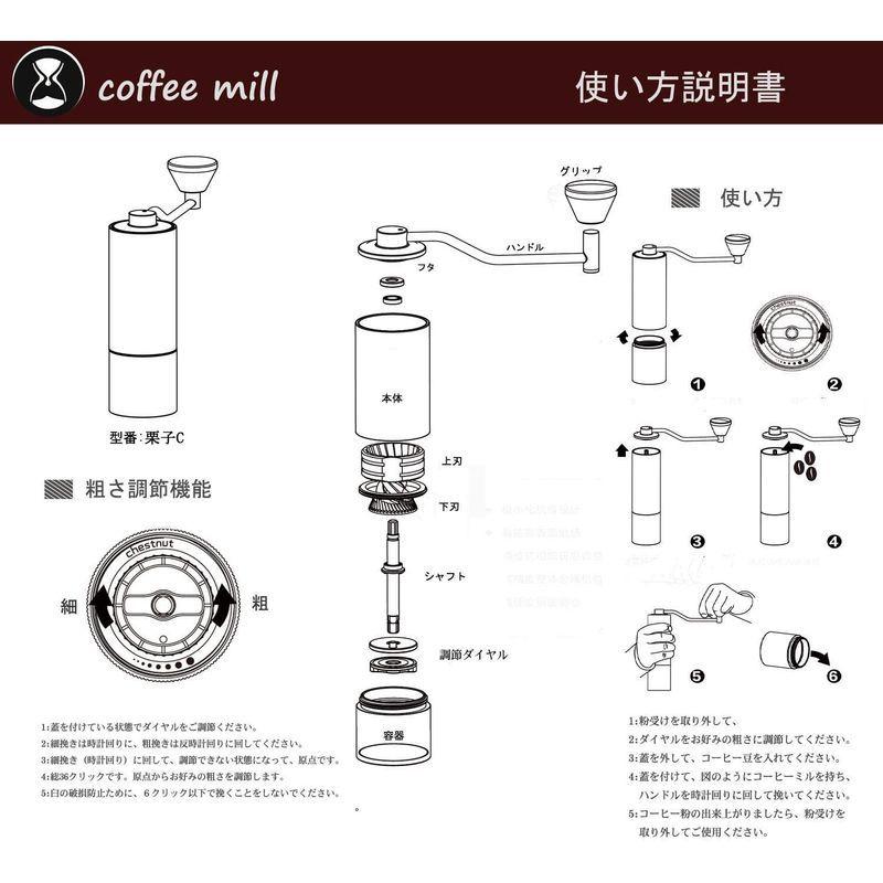Timemore ドリッパー タイムモア コーヒー ティー用品 栗子c2 手挽きコーヒーミル コーヒーグラインダー 限定版 ステンレス臼 速い便で ステンレス臼 粗さ調整可能 ブルーライトストア 清掃しやすい