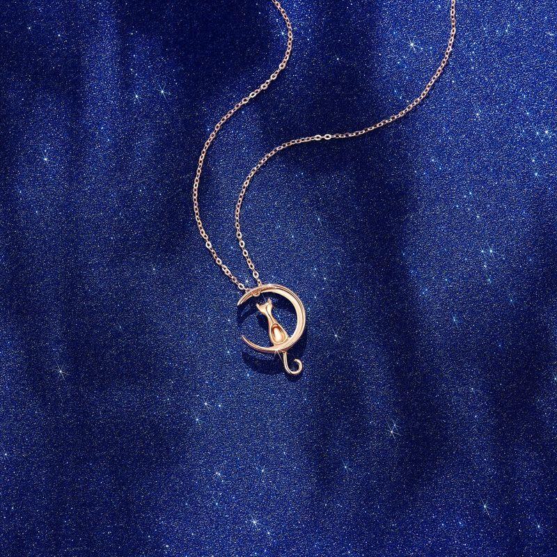 お買得 Fancime K18ピンクゴールド 三日月 ネコ ネックレス レディース ギフトラッピング済 誕生日 記念日 母の日 プレゼント ギフト ネックレス ペンダント Oroagri Eu
