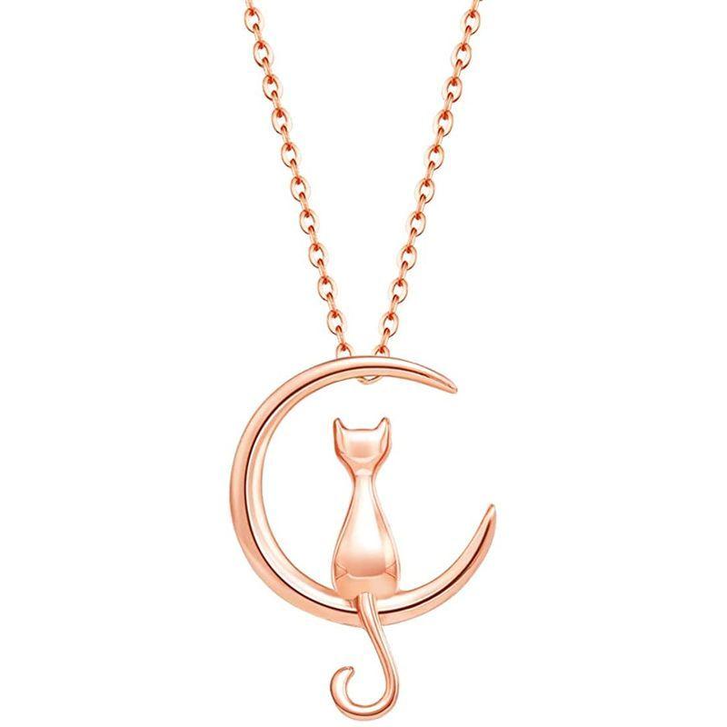 お買得 Fancime K18ピンクゴールド 三日月 ネコ ネックレス レディース ギフトラッピング済 誕生日 記念日 母の日 プレゼント ギフト ネックレス ペンダント Oroagri Eu