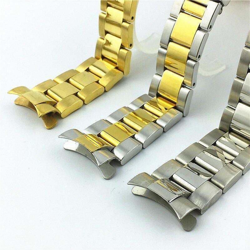 腕時計 ウォッチ 交換用 ベルト バンド ブレスレット 20mm シルバー ゴールド ROLEX ロレックス サブマリナー 互換 修理 社外 角|blue-right-store|02