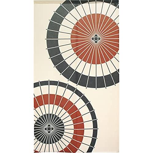 のれん 和風 市松レース プリント 半間のれん 幅85×丈150cm 二張傘 95102