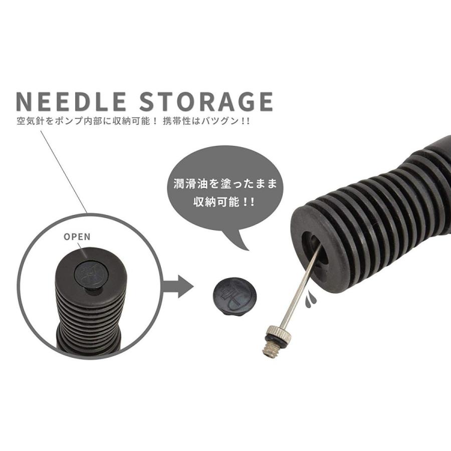 [ARCH-LOOP] バスケット ボール 空気入れ ハンドポンプ  黒 空気針収納可 空気注入負担軽減｜blue-sports｜04