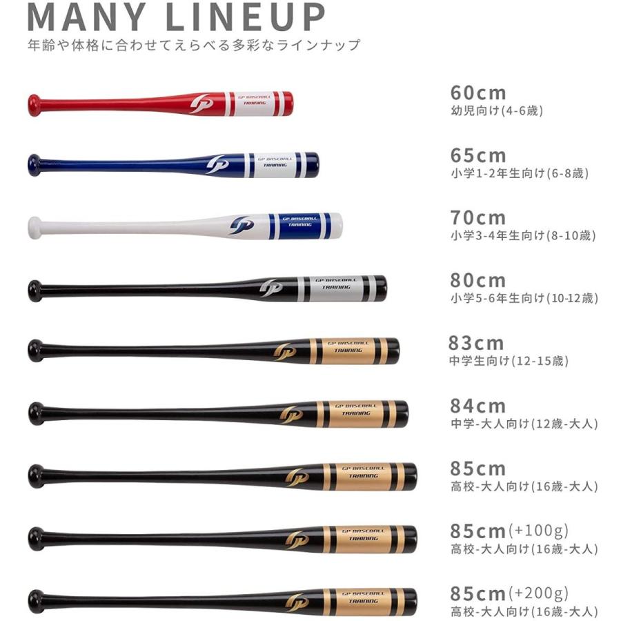 GP [GP] 野球 木製バット (トレーニング バット ) 85cm 1000g シルバー