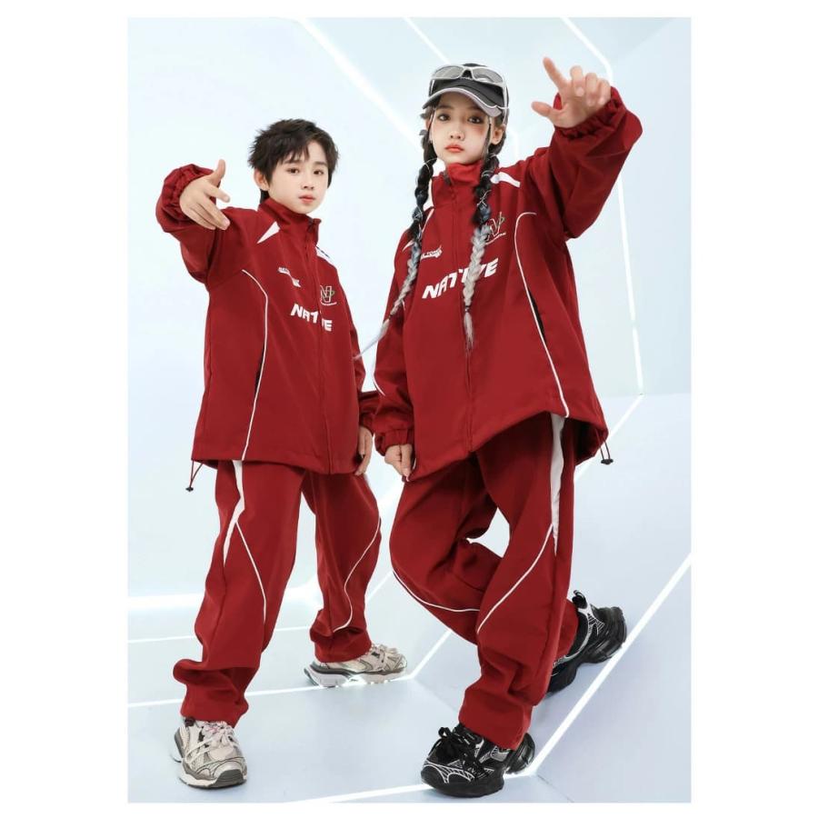 レッド ジャージ ウィンドブレーカー シャカシャカ 子供服 ヒップ