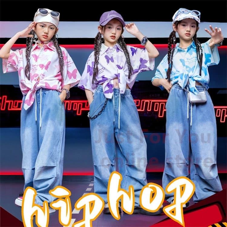 蝶 柄シャツ 派手 キッズダンス衣装 セットアップ アロハシャツ パンツ