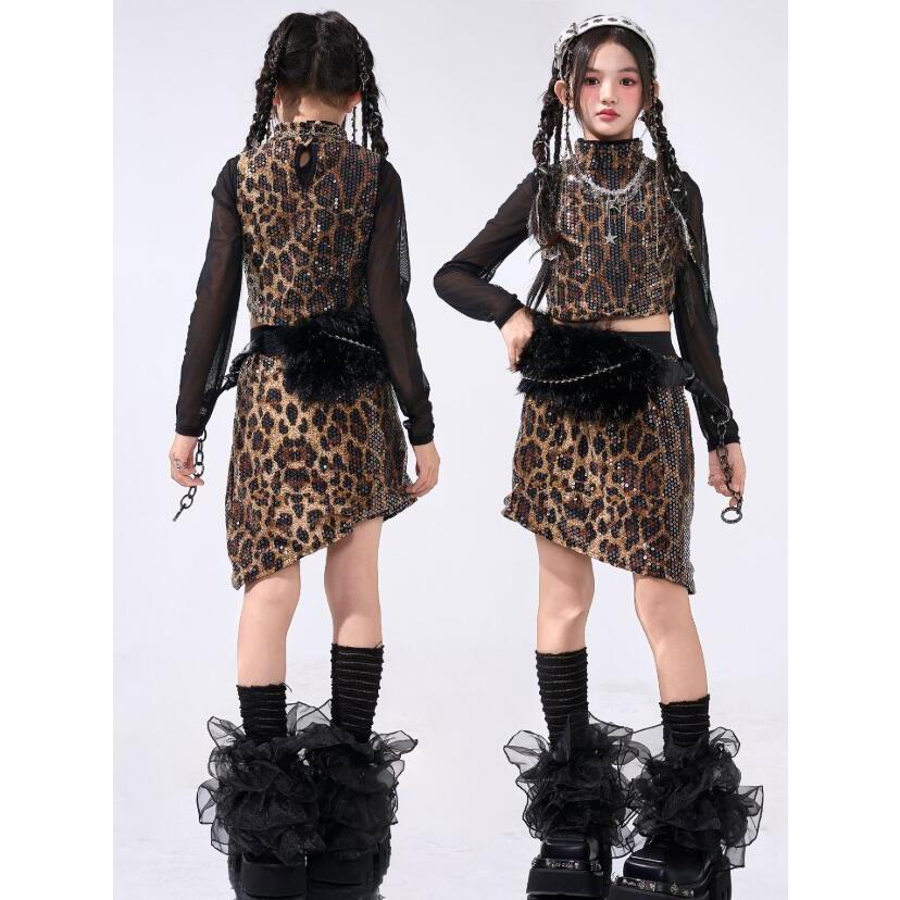 女の子 豹柄 ダンス衣装 ジャズ ヒップホップ ダンス 演出服