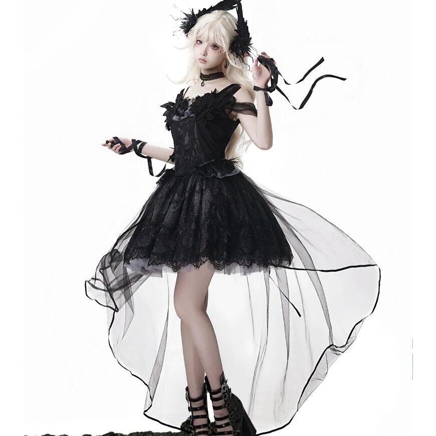 ゴスロリ レディース ゴシック 暗黒風 ロリータ ワンピース 燕尾