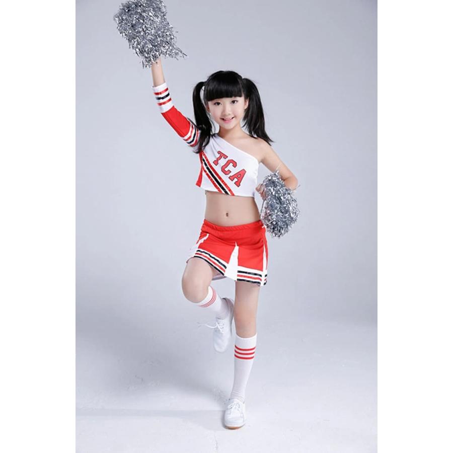 赤 キッズ ダンス衣装 セットアップ チアガール 衣装コスプレ 衣装