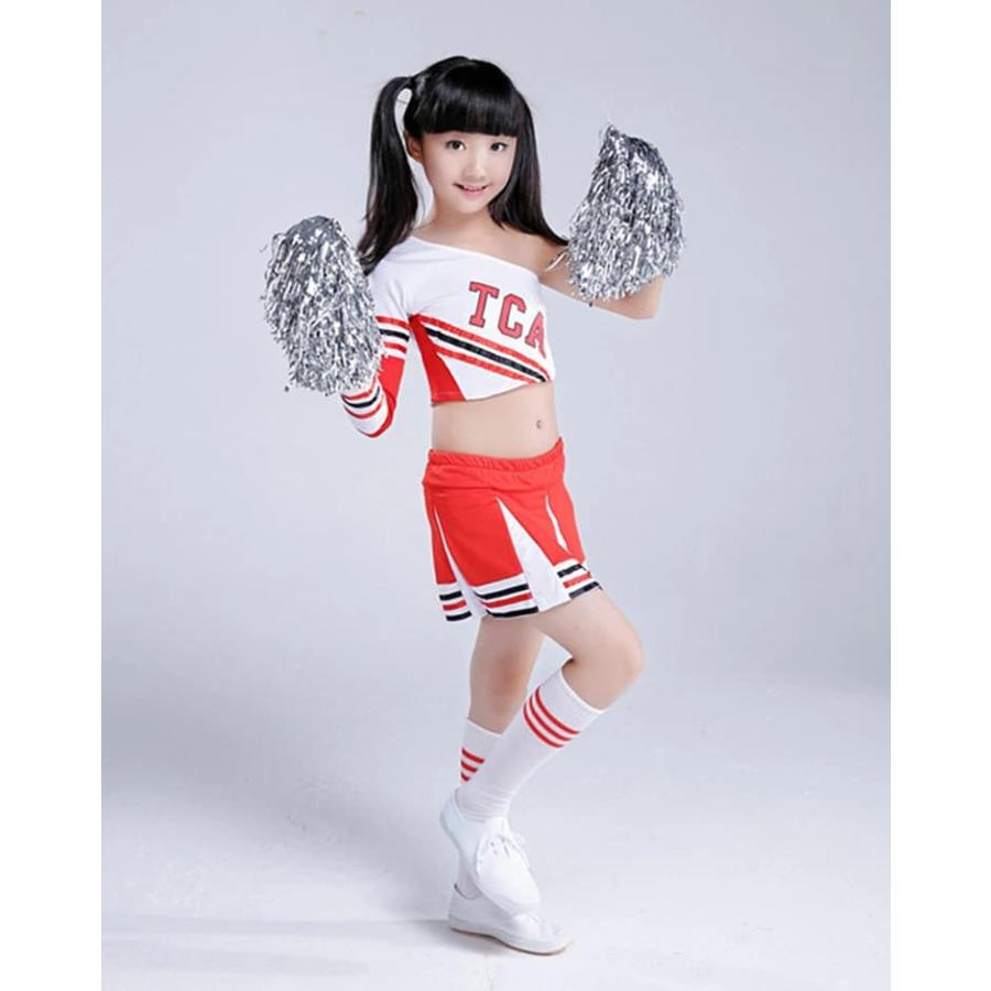 赤 キッズ ダンス衣装 セットアップ チアガール 衣装コスプレ 衣装
