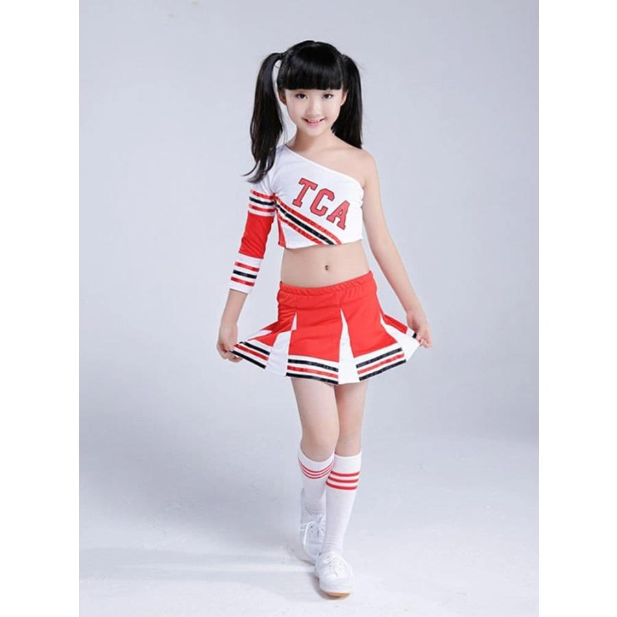 赤 キッズ ダンス衣装 セットアップ チアガール 衣装コスプレ 衣装