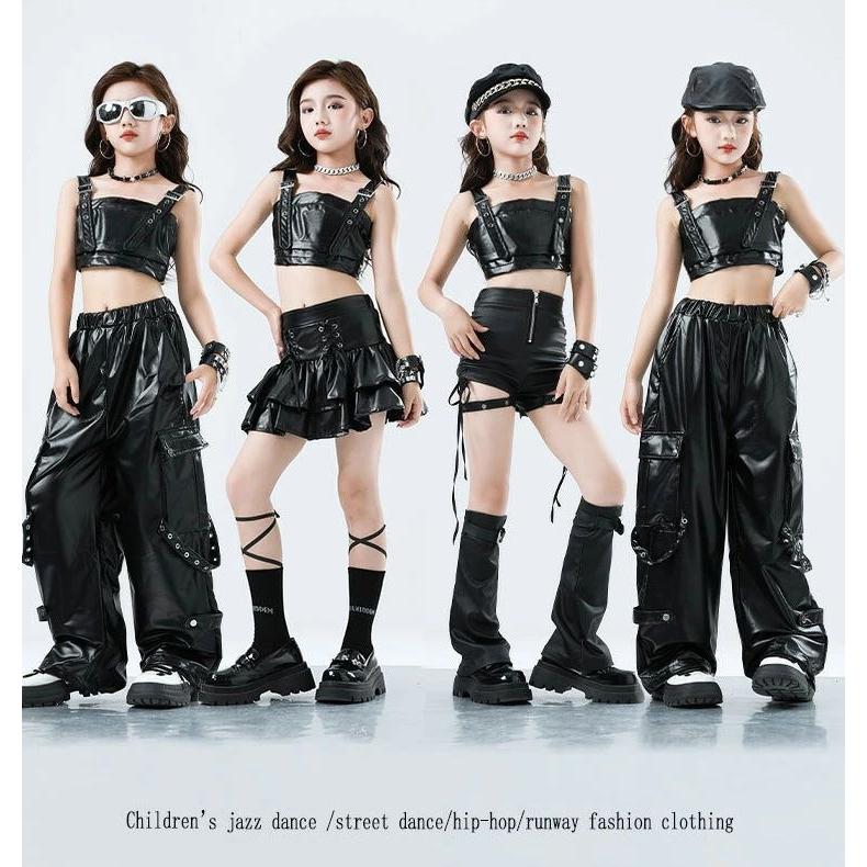黒 カーゴパンツ キッズダンス衣装 セットアップ 女の子 タンクトップ