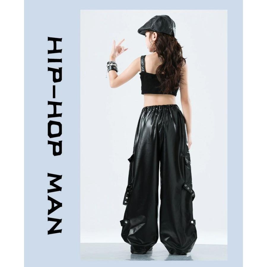 黒 カーゴパンツ キッズダンス衣装 セットアップ 女の子 タンクトップ
