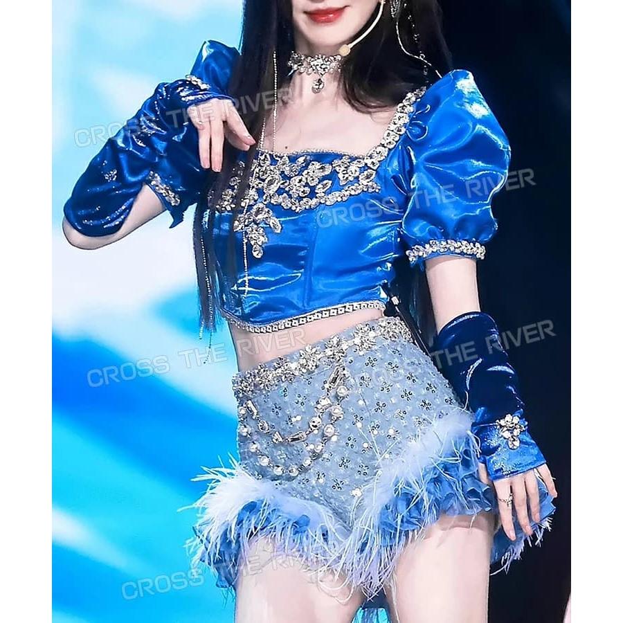 ダンス 衣装 セットアップ レディース 大人 k-pop 韓国 アイドル 青 K