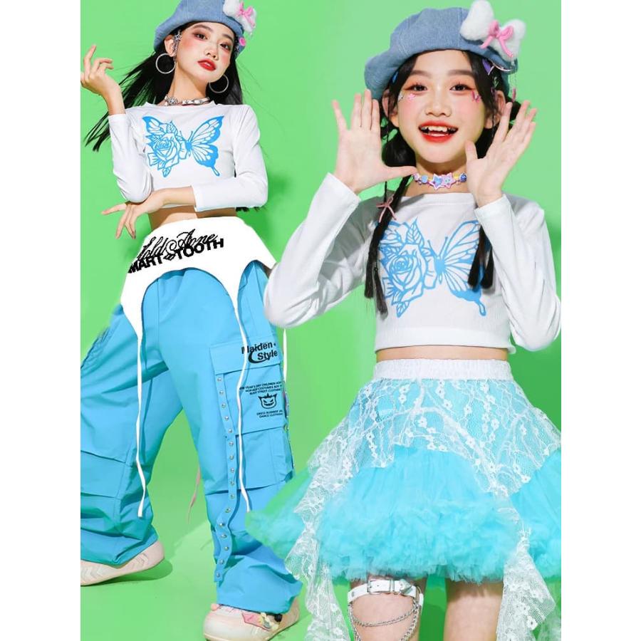 ブルー キッズ 水色 チュールスカート カーゴパンツ スカート 女の子