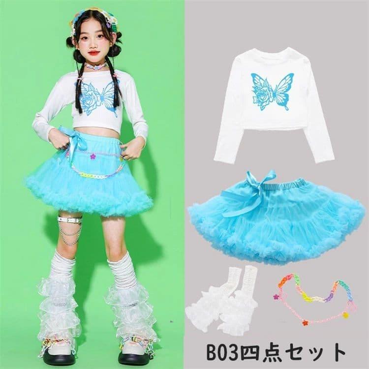 ブルー キッズ 水色 チュールスカート カーゴパンツ スカート 女の子