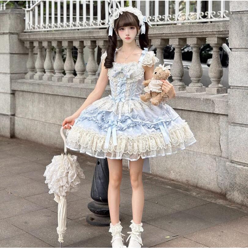 ロリータワンピース レディース豪華なフリルやレースロリータドレス 甘