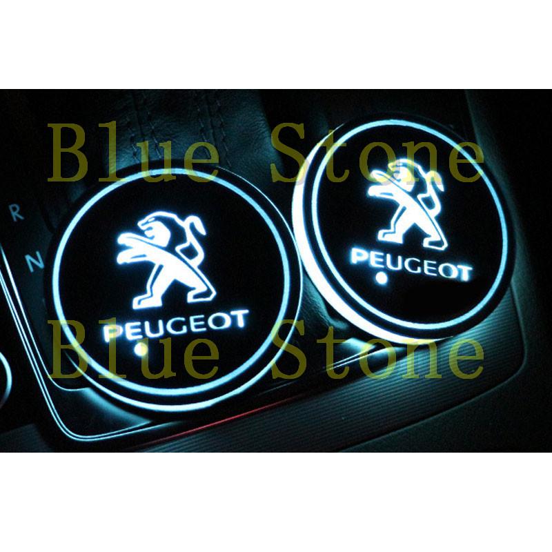 2個セット PEUGEOT プジョー 車用 LED ドリンクホルダー 七色 レインボーコースター USB 車載 ロゴ ディスプレイ ライト LEDカー カップホルダー マットパッド :CS17010:Blue Stone 通販 プジョー LEDコースター カップホルダー 2008 3008 5008 SUV