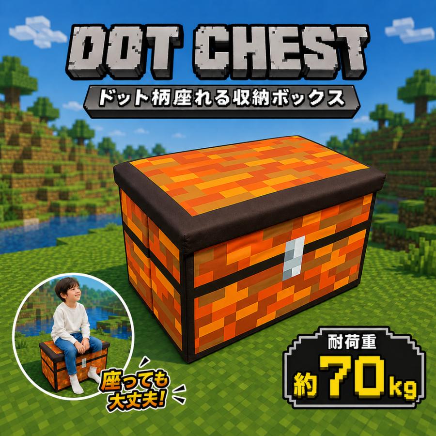当店限定 座れるドット柄 ふた付 収納ボックス 耐荷重70kg インテリア