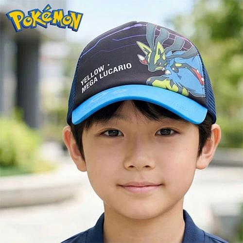 TM ポケモン メッシュ キャップ ブルー 黄色い メガルカリオ 53〜55cm