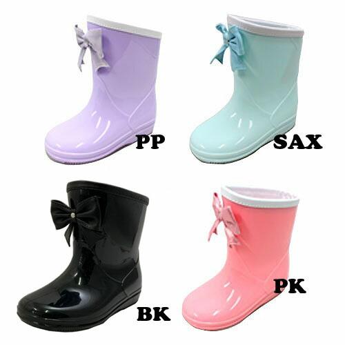GAME キッズ リボン付 レインブーツ GAME538 16〜21cm 長靴 レイン