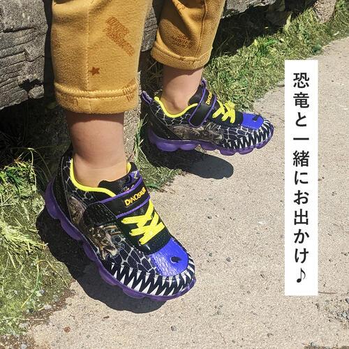 コマリヨー 光る靴 DINOSAUR 3 キッズ スニーカー ラプトル & トリケラトプス 4689 恐竜 柄 男の子 子ども ...