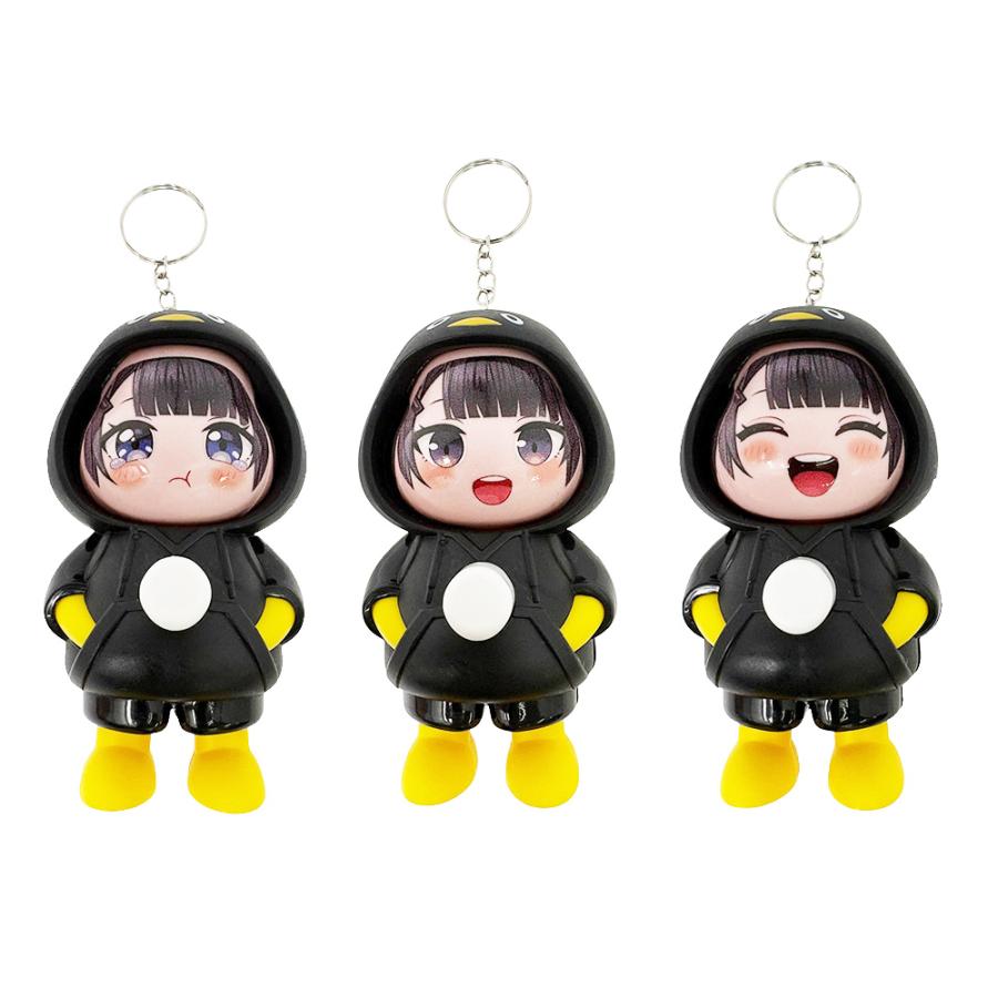 ググガガ フェイスチェンジキーホルダー 回転ギミック ペンギン