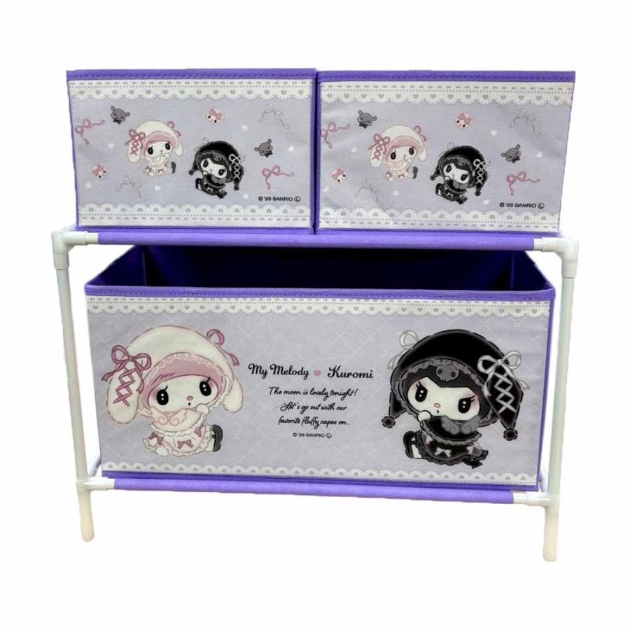 マイメロディ クロミ 月夜のメロクロ 3ボックス付き 収納ケース 約H50